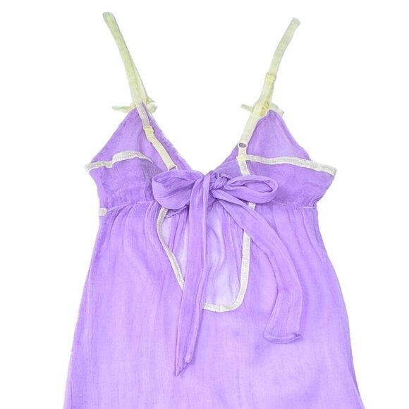 VTG Sophie & Me Babydoll Slip Dress Sz.S Lilac Sheer Silk Bow Ruffles Coquette - Picture 4 of 11